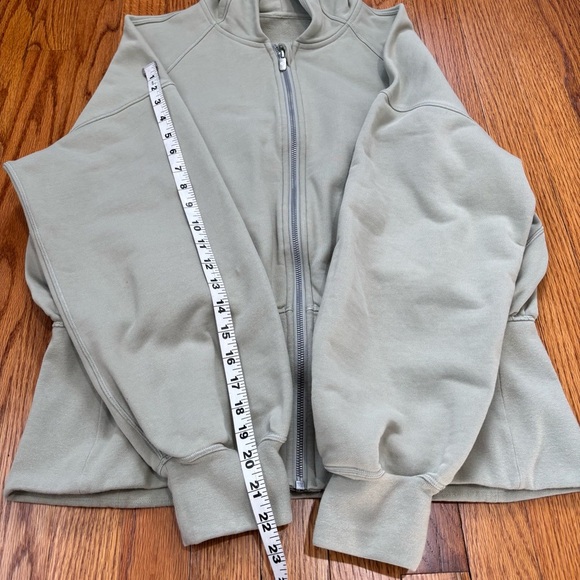 lululemon athletica green cotton fern hugged waist zip up relaxed fit Hoodie 12 - Picture 11 of 16